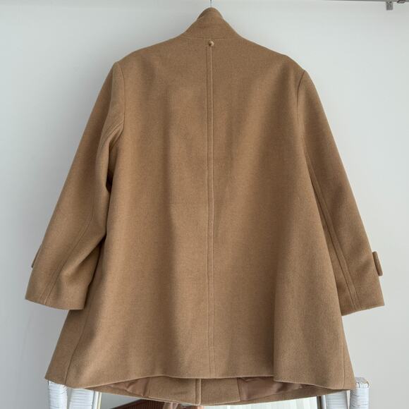 Ralph Lauren Wool Blend Car Coat Womens XL Camel Icon A Line Minimalist Luxury - Picture 6 of 16